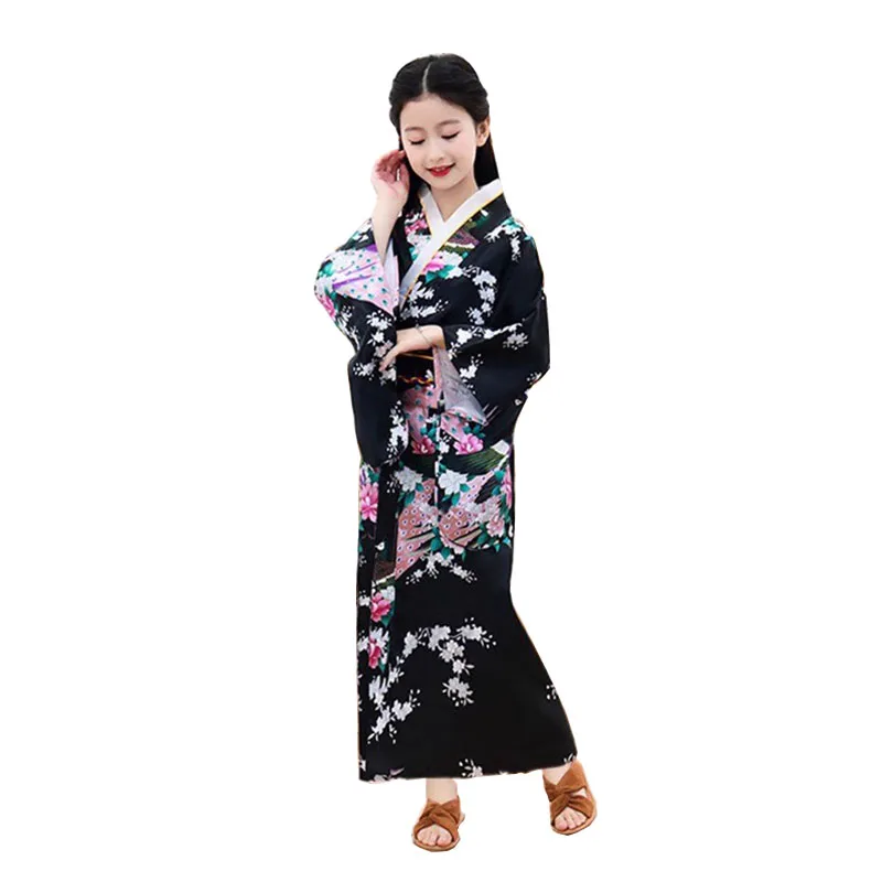 robe yukata florale de style japonais traditionnel pour enfants, costume de samouraï vintage obi pour halloween, tenue haori robe yukata florale de style japonais traditionnel pour enfants, costume de samouraï vintage obi pour halloween, tenue haori