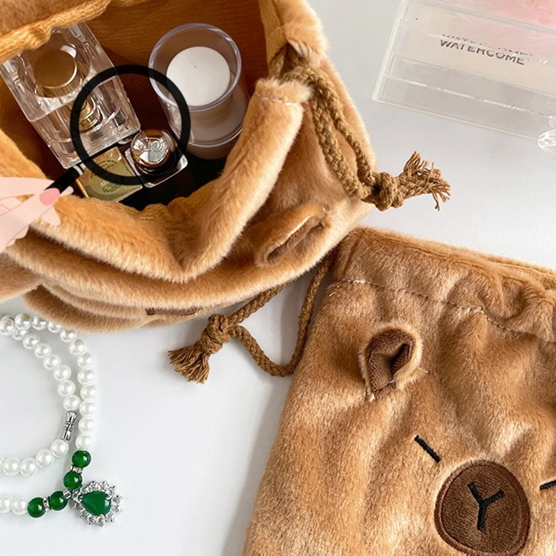 sacs de rangement en peluche de grande capacité, poudres cosmétiques de dessin animé mignon, kawaii, sac de rangement portable wstring de proximité, cadeaux sacs de rangement en peluche de grande capacité, poudres cosmétiques de dessin animé mignon, kawaii, sac de rangement portable wstring de proximité, cadeaux