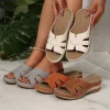 pantoufles compensées vintage en cuir antidérapant pour femmes, sandales orthopédiques de qualité supérieure, chaussures rétro à plateforme décontractée, diapositives de maison pour femmes