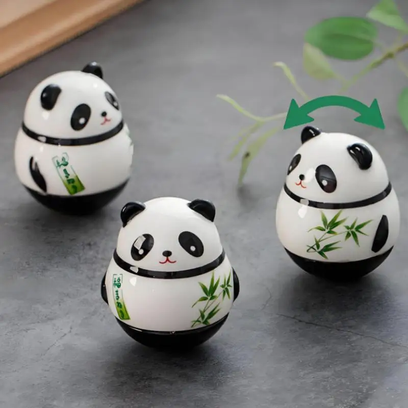 poupée panda en céramique japonaise, artisanat, gobelet, jouet porte bonheur, ornement de fortune, paysage, décor de bureau et de maison poupée panda en céramique japonaise, artisanat, gobelet, jouet porte bonheur, ornement de fortune, paysage, décor de bureau et de maison
