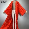 winyi maxi kimono manteau pour femmes surcoat trou denim cardigan long vers le bas manteau couvrir tenues de plage femme abaya dubaï luxe