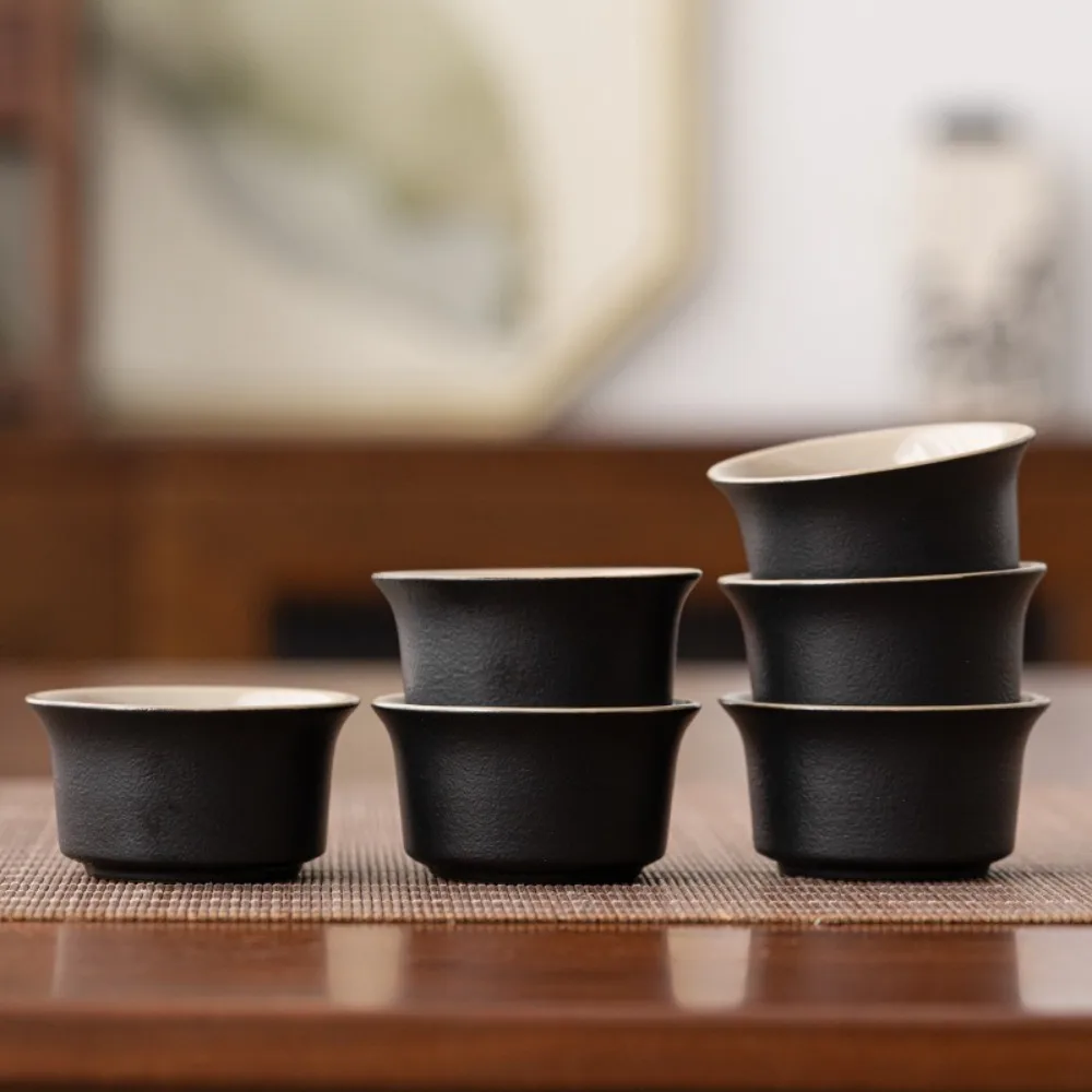 tasse à thé rétro boutique, bol à thé noir fait à la main, luxe chinois, tasse unique, cérémonie du thé, 6 pièces tasse à thé rétro boutique, bol à thé noir fait à la main, luxe chinois, tasse unique, cérémonie du thé, 6 pièces