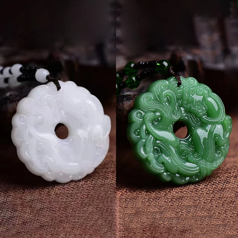 collier pendentif dragon creux en jade vert sculpté à la main, amulette chinoise à la mode, collier porte bonheur pour femmes et hommes, bijoux cadeau collier pendentif dragon creux en jade vert sculpté à la main, amulette chinoise à la mode, collier porte bonheur pour femmes et hommes, bijoux cadeau