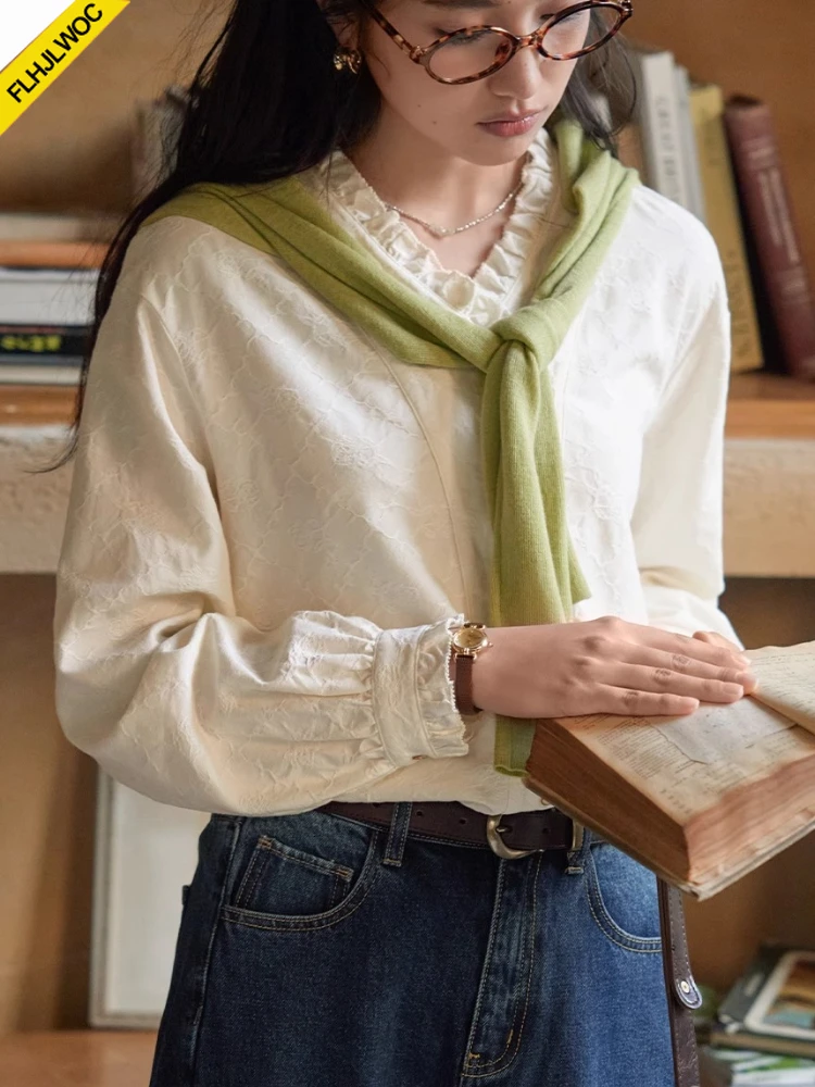 hauts en coton chemisiers japon filles mignon doux style preppy à manches longues volants col en v bleu rose bouton rétro vintage chemises à carreaux hauts en coton chemisiers japon filles mignon doux style preppy à manches longues volants col en v bleu rose bouton rétro vintage chemises à carreaux
