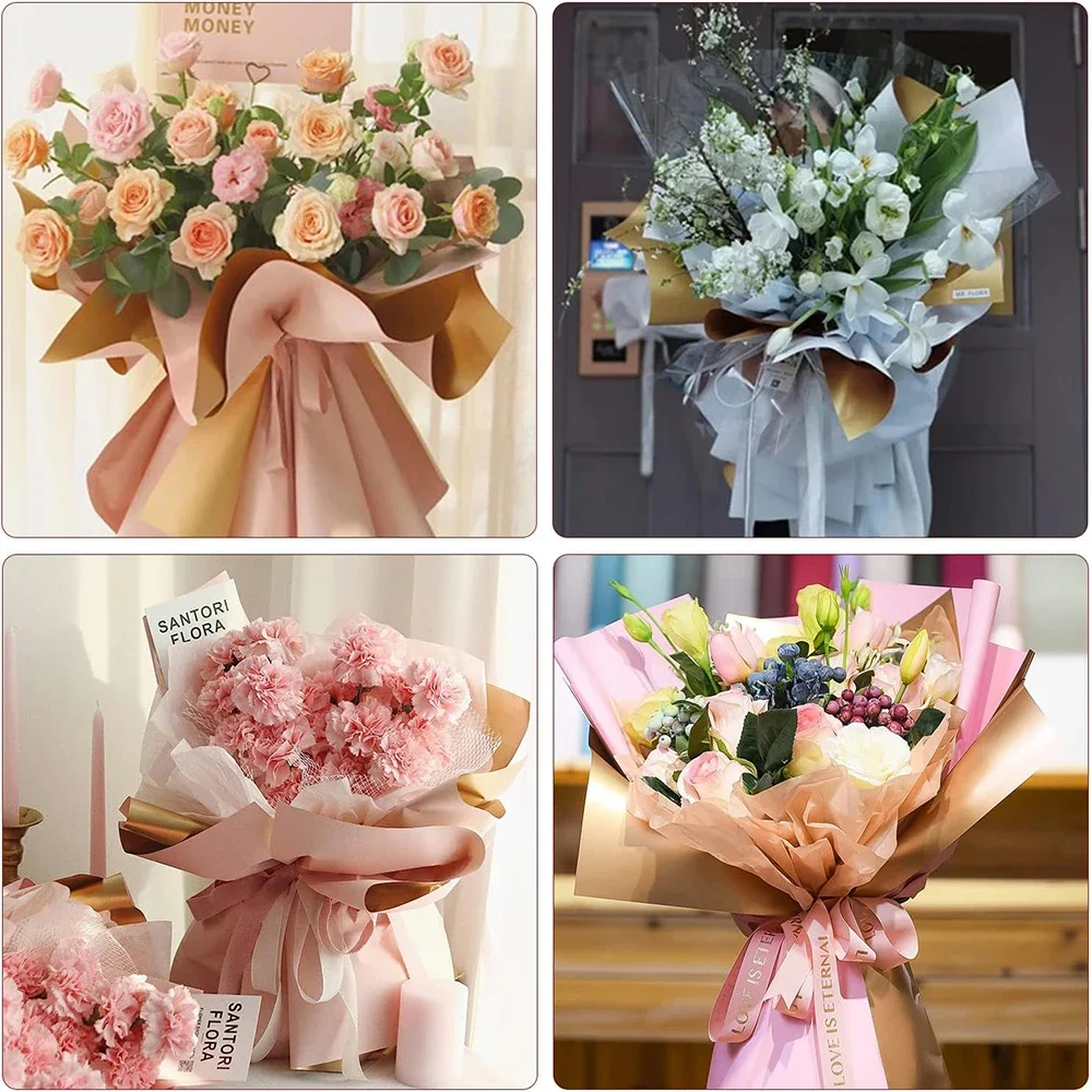 papier d'emballage de fleurs dorées double face, bouquet de fleuriste de style coréen, papier imperméable, emballage cadeau, décorations diy pour mariage et anniversaire papier d'emballage de fleurs dorées double face, bouquet de fleuriste de style coréen, papier imperméable, emballage cadeau, décorations diy pour mariage et anniversaire