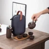 un pot d'argile violette quatre tasses service à thé portable en plein air service à thé de voyage cadeau pour les amis