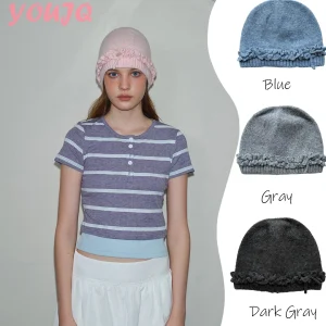 Pull japonais en dentelle avec nœud pour femme, chapeaux tricotés, Y2K, automne et hiver, Protection des oreilles chaude pour l’extérieur, bonnet tête de mort Pull japonais en dentelle avec nœud pour femme, chapeaux tricotés, Y2K, automne et hiver, Protection des oreilles chaude pour l’extérieur, bonnet tête de mort
