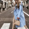 femmes décontracté chaud laine veste style coréen hiver vêtements d'extérieur manteau ample ouvert devant à manches longues pardessus rétro pois manteau pour femme
