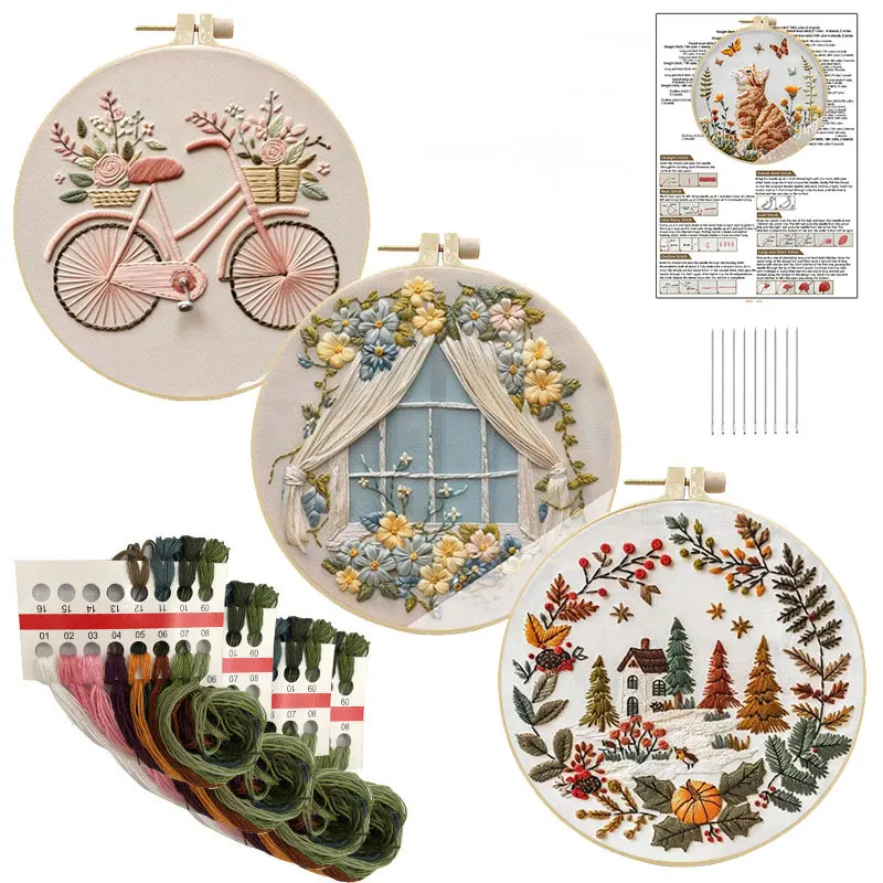 Kit de broderie de vélo rose, y compris couture faite à la main pour adultes, adapté aux débutants, bel Art, décoration de maison 3D Kit de broderie de vélo rose, y compris couture faite à la main pour adultes, adapté aux débutants, bel Art, décoration de maison 3D