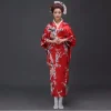 kimono japonais paon noir pour femmes, en satin de polyester, robe de soirée yukata, kimono haori avec obi, taille unique