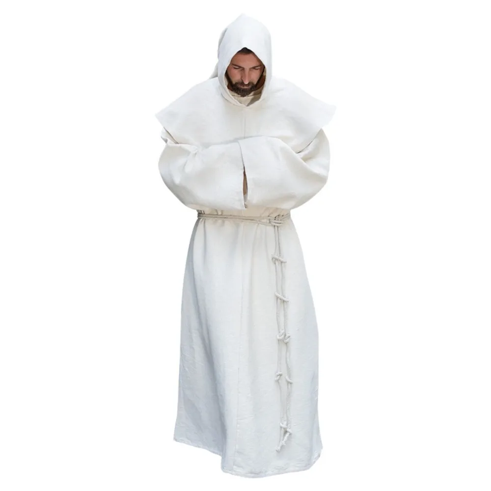 cape à capuche médiévale pour hommes – robe longue et ample de couleur unie, cape de cosplay de randonnée pour larp et reconstitution historique cape à capuche médiévale pour hommes – robe longue et ample de couleur unie, cape de cosplay de randonnée pour larp et reconstitution historique
