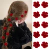 10 pièces d’épingles à cheveux à fleurs rouges adaptées aux filles 10 pièces d’épingles à cheveux à fleurs rouges adaptées aux filles