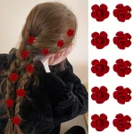 10 pièces d’épingles à cheveux à fleurs rouges adaptées aux filles 10 pièces d’épingles à cheveux à fleurs rouges adaptées aux filles