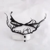 Coiffure couronne de branche gothique, bandeau pliable à fleurs noires avec pendentif frontal pour femmes, Halloween ou Cosplay Coiffure couronne de branche gothique, bandeau pliable à fleurs noires avec pendentif frontal pour femmes, Halloween ou Cosplay
