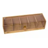 organisateur de stockage de sachets de thé à 5 fentes, boîte de rangement de capsules de café peu encombrantes faites à la main, organisateur d'articles divers de bureau transparent en bambou