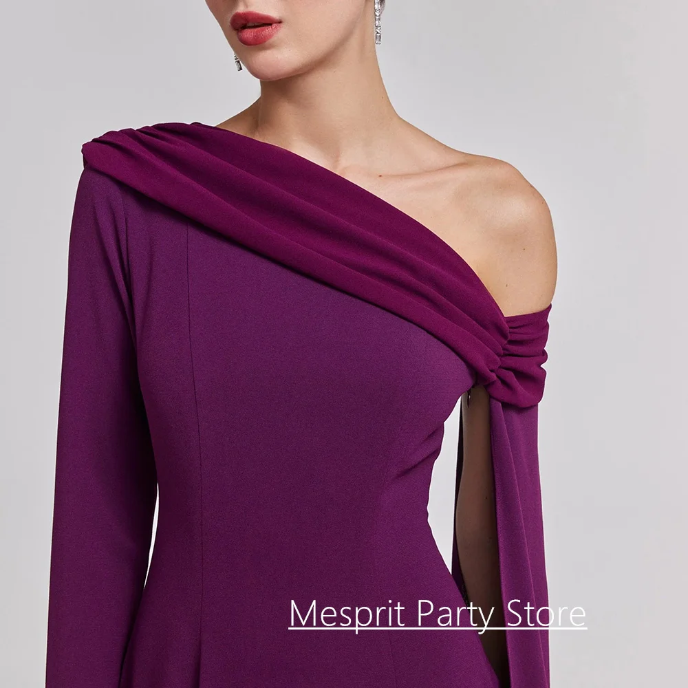 robe de soirée violette personnalisée, asymétrique épaule dénudée, manches longues, longueur au sol, ligne a, robes de bal formelles, robes de fête de mariage robe de soirée violette personnalisée, asymétrique épaule dénudée, manches longues, longueur au sol, ligne a, robes de bal formelles, robes de fête de mariage