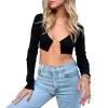 haut court à manches longues pour femmes, cardigans à la mode, pull décontracté, streetwear sexy, pull femme, automne