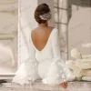 robes de mariée modernes en satin, charmantes, décolleté en v profond, manches longues, dos nu, sirène, personnalisées