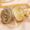 montre de poche quartz crystal diamond, collier charmant, bijoux de luxe, pendentif en or, équation de fleurs