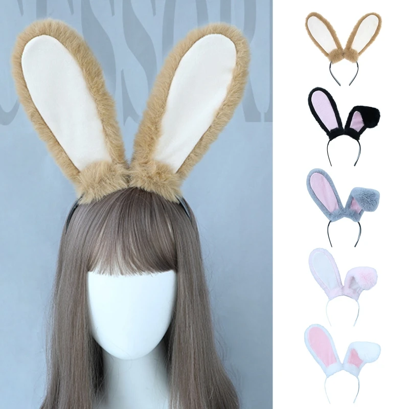 serre tête en peluche avec oreilles de lapin pour femme, joli bandeau en peluche avec dessin animé, accessoire cosplay pour fête d'halloween, tenue quotidienne serre tête en peluche avec oreilles de lapin pour femme, joli bandeau en peluche avec dessin animé, accessoire cosplay pour fête d'halloween, tenue quotidienne