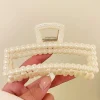 pince à cheveux en grande perle de tempérament, pince à cheveux élégante au dos de la tête, pince à cheveux en queue de cheval, pince requin, clip français rétro simple, 1 pièce