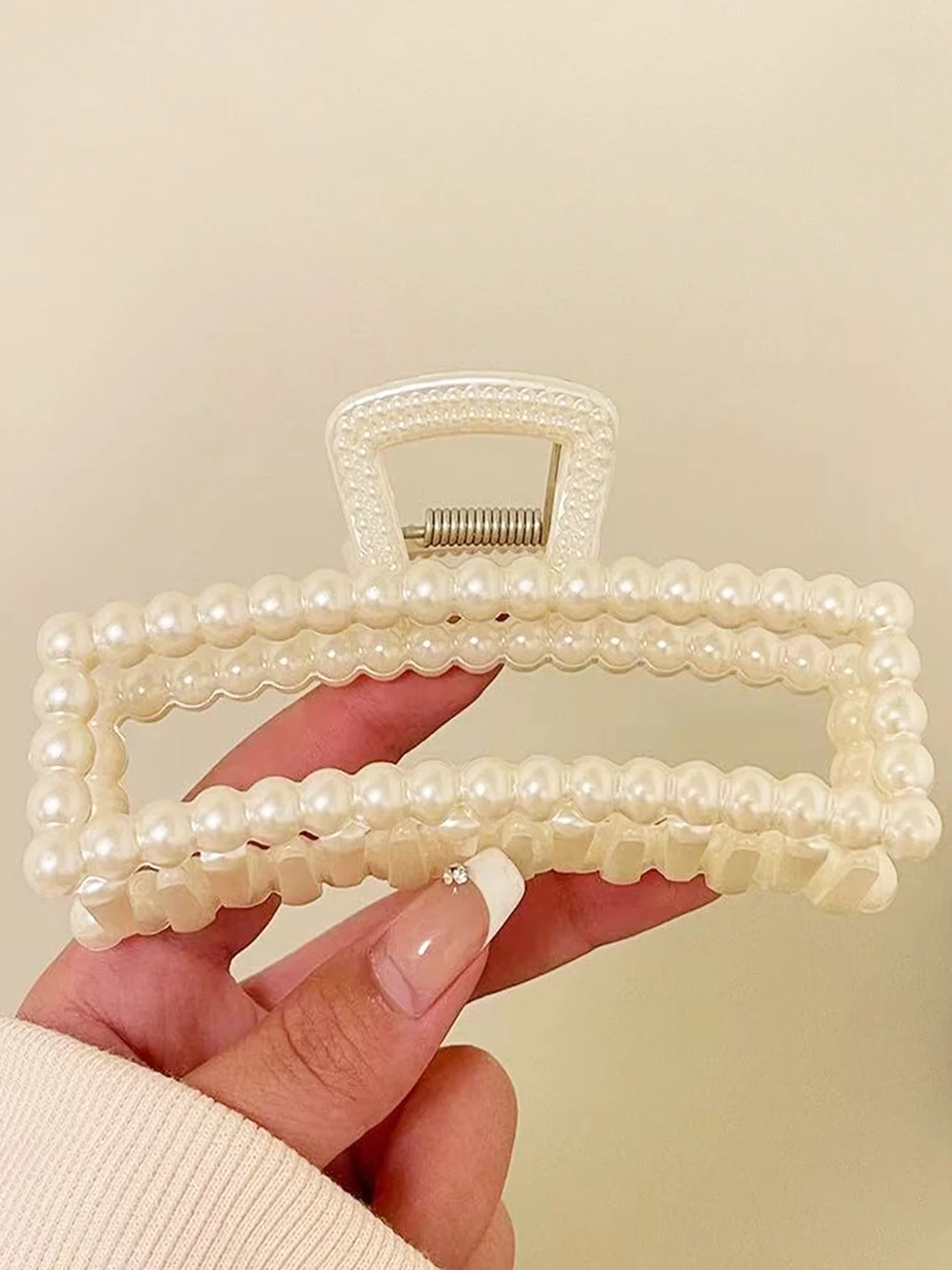 pince à cheveux en grande perle de tempérament, pince à cheveux élégante au dos de la tête, pince à cheveux en queue de cheval, pince requin, clip français rétro simple, 1 pièce pince à cheveux en grande perle de tempérament, pince à cheveux élégante au dos de la tête, pince à cheveux en queue de cheval, pince requin, clip français rétro simple, 1 pièce