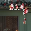décor d'angle de porte de noël en bois, père noël, bonhomme de neige, renne, panneau de cadre de porte, ornement pendentif de dessin animé pour décor de fête du nouvel an