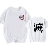 t shirt anime demon slayer kimetsu no yaiba pour hommes, imprimé japonais avant et arrière, chemise streetwear en coton noir pour cosplay