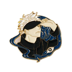 Porte-clés broche Anime Jujutsu Kaisen, personnage de dessin animé Gojo Satoru, épingles à revers en émail, accessoires de Cosplay mignons, bijoux cadeau pour amis