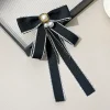 style coréen simple nœud papillon broche simple imitation perle broche femmes noir deuil corsage chemise col vêtements broches