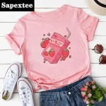 T-shirt à Manches Courtes pour Femme, Estival et Décontracté, à la Mode, avec Dessin Animé Japonais Kawaii et Imprimé Jus, Harajuku