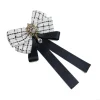broche à nœud papillon réglable pour femmes, élégante pince à cravate pré nouée, ruban à carreaux, chemise à nœud col