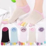 Coton Yoga anti-dérapant sué Invisible bateau chaussettes orteil chaussettes cheville chaussettes 5 doigts chaussettes