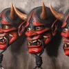 masque en latex japonais prajna oni, cosplay samouraï noh kabuki assassin demon mesurosts, masques visage effrayant, accessoires de costume de ixd'halloween