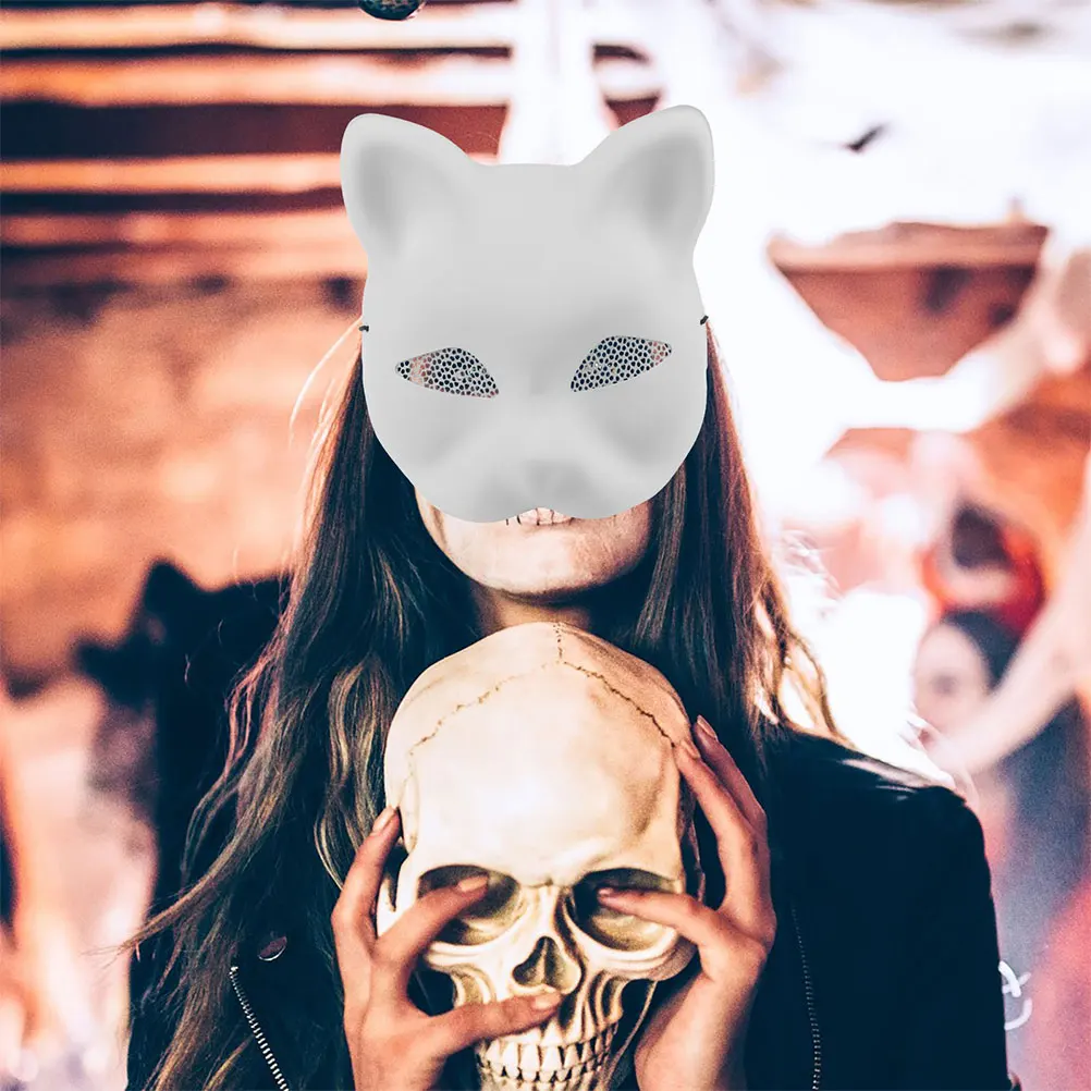 masque de visage de chat en fil de maille, blanc, embryon de renard, blanc, bricolage, halloween, demi masques d'animaux, fête de cosplay tim ade, 2 pièces masque de visage de chat en fil de maille, blanc, embryon de renard, blanc, bricolage, halloween, demi masques d'animaux, fête de cosplay tim ade, 2 pièces