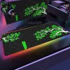 tapis de souris sakura rvb noir et jaune, clavier de gamer kawaii, tapis de souris coloré brillant, fleur de cerisier japonaise, accessoires de jeu
