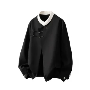 Veste japonaise bloquant les couleurs pour hommes, avec bouton de plaque, Design, mode Streetwear, hauts à manches longues, vêtements décontractés tendance Veste japonaise bloquant les couleurs pour hommes, avec bouton de plaque, Design, mode Streetwear, hauts à manches longues, vêtements décontractés tendance