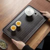 nouveau plateau à thé en bambou de style chinois avec stockage d'eau, table à thé de drainage, plateau à thé pour la maison, le bureau, accessoire de service à thé