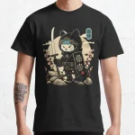 T-shirt 100% coton imprimé chat samouraï japonais, vêtement de grande taille, kawaii, ninja, kitty, kokor T-shirt 100% coton imprimé chat samouraï japonais, vêtement de grande taille, kawaii, ninja, kitty, kokor