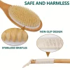 brosse de bain en bambou incurvée à long manche, brosse corporelle antidérapante pour exfolier, épurateur de douche à poils naturels pour un usage du dos humide ou d