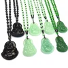 pendentif bouddha chinois naturel classique, collier en jade, bijoux de charme à la mode, amulette porte bonheur sculptée, cadeaux pour femmes et hommes
