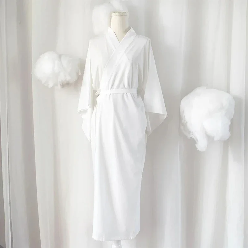 kimono japonais traditionnel blanc, robe avec ceinture obi, manches longues, doublé yukata, pour spa, vacances, vêtements de nuit, relaxation à domicile kimono japonais traditionnel blanc, robe avec ceinture obi, manches longues, doublé yukata, pour spa, vacances, vêtements de nuit, relaxation à domicile