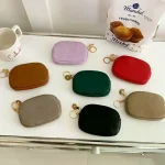 Pochette porte-clés de style coréen |   Mini PU (cuir PU imperméable, fermeture à glissière, poches intérieures élastiques)