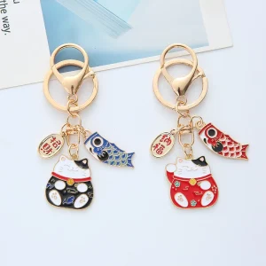 Porte-clés porte-bonheur chat Koi pour femme, breloques en émail à l’huile de poisson, porte-clés JOKey JOCar, cadeau bijoux pour enfant, nouvelle mode Porte-clés porte-bonheur chat Koi pour femme, breloques en émail à l’huile de poisson, porte-clés JOKey JOCar, cadeau bijoux pour enfant, nouvelle mode