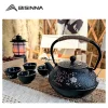 bisinna théière en fonte avec passoire à thé en acier inoxydable bouilloire à eau tasse pour camping en plein air loisirs patio thé bouillant