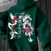 sweat à capuche dragon noir pour hommes avec imprimé fleur de cerisier japonais, pull streetwear dragon tokyo pour la chance