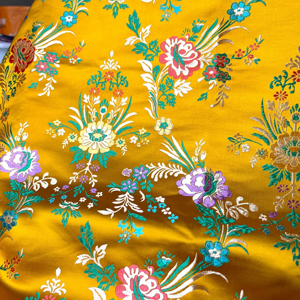 tissu damassé jacquard brocart à motifs de fleurs, bricolage pour la couture de robe chinoise, kimono, pyjama, matériaux de costume pour enfants tissu damassé jacquard brocart à motifs de fleurs, bricolage pour la couture de robe chinoise, kimono, pyjama, matériaux de costume pour enfants