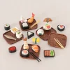 figurines créatives en résine de cuisine japonaise, mini sushi artificiel, fruits de mer miniatures, ornements de bureau