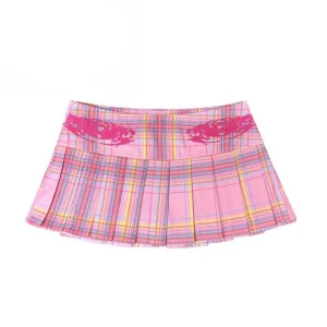 Jupes à carreaux roses Harajuku Kawaii, Style Preppy pour filles, Mini jupes plissées Sexy JK avec short Y2k Kawaii pour femmes, 2025 Jupes à carreaux roses Harajuku Kawaii, Style Preppy pour filles, Mini jupes plissées Sexy JK avec short Y2k Kawaii pour femmes, 2025