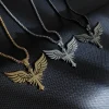 collier d'oiseau de feu de phénix en acier inoxydable, plaqué or véritable, pendentif d'oiseau de feu de couleur 18 carats, bijoux de film chaud pour hommes et femmes, vente en gros